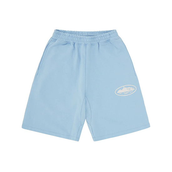 Shorts Azules Con Estampado De La isla Corteiz