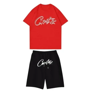 Conjunto Corto Corteiz Rojo y Negro