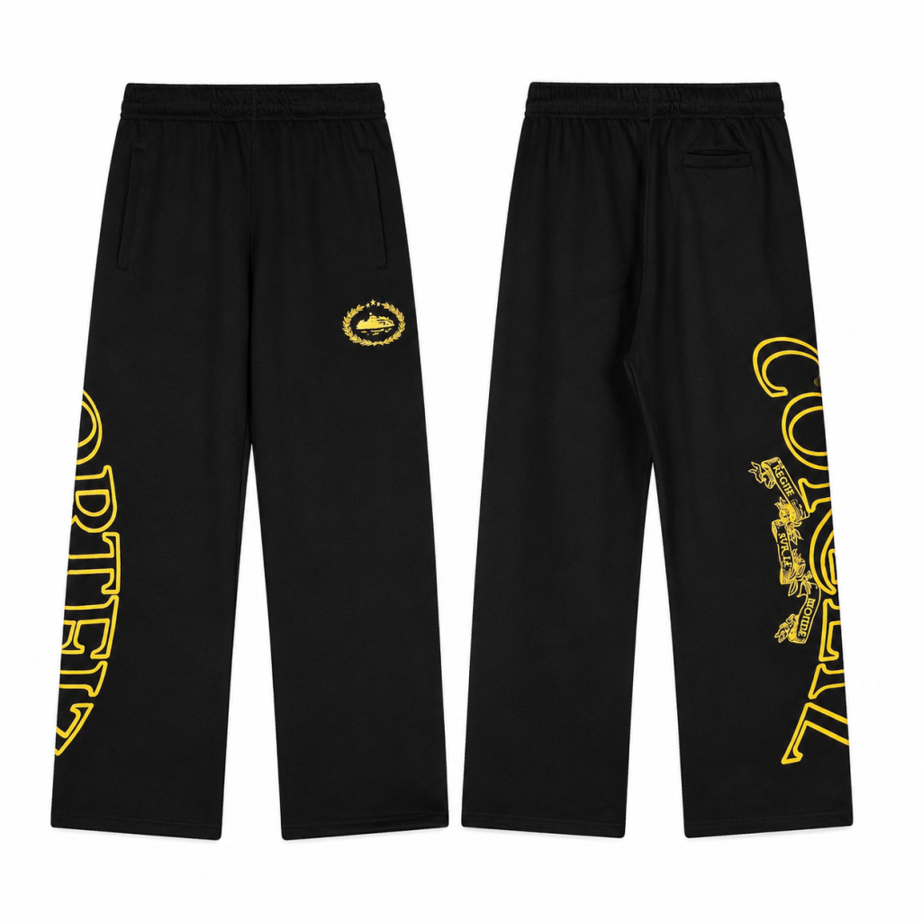 Pantalón Corteiz con gráfico amarillo Negro