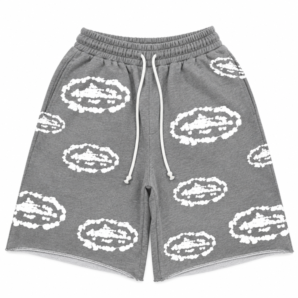Corteiz Shorts x Denim Tears Island Wreath Grises