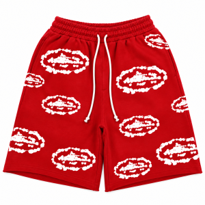 Corteiz Shorts x Denim Tears Island Wreath Rojos